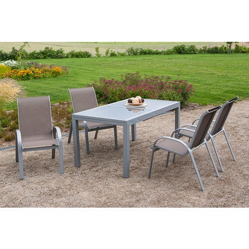 Merxx Tischgruppe Amalfi, 5-tlg. ca. 160/220 x 90 cm, taupe