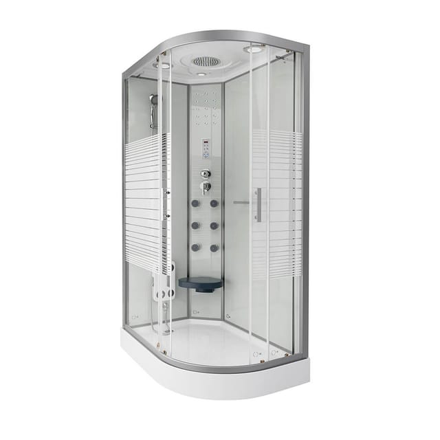 Home Deluxe Duschkabine mit Wasserfall und Rückenmassage WHITE PEARL - 120x80 cm Rechts