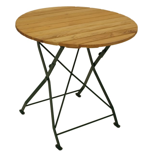 DEGAMO Klapptisch BAD TÖLZ 77cm rund, Flachstahl grün + Robinie