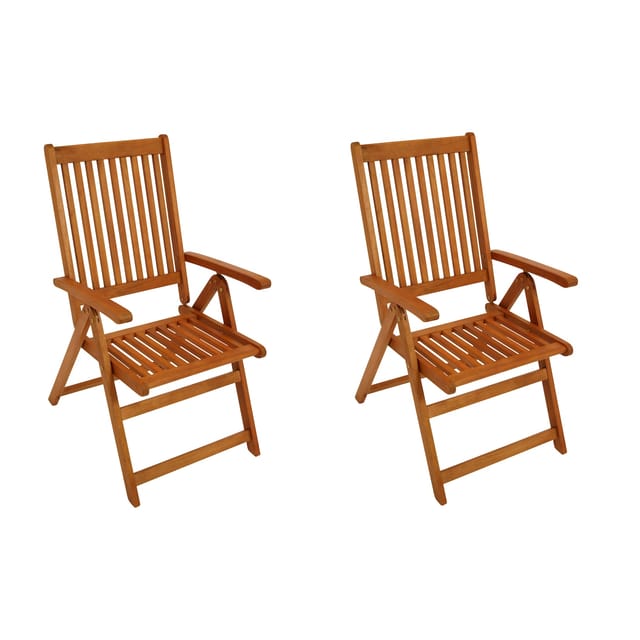 DEGAMO Klappsessel LAGO 2-er Set, 8-fach verstellbar, Eukalyptus geölt