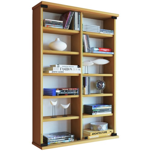 VCM Holz CD DVD Wandregal/Wandvitrine Vitrine mit 2 ESG-Sicherheitsglastüren. Maße: H. 92 x B. 60 x T. 18 cm 10 variable Einlegeböden - Zuntisa
