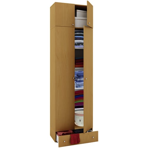 VCM Holz Kleiderschrank Schrank mit 5 Fächer und Drehtüren erweiterbar Maße ca. B. 70 x H. 238 x T. 40 cm - Vandol