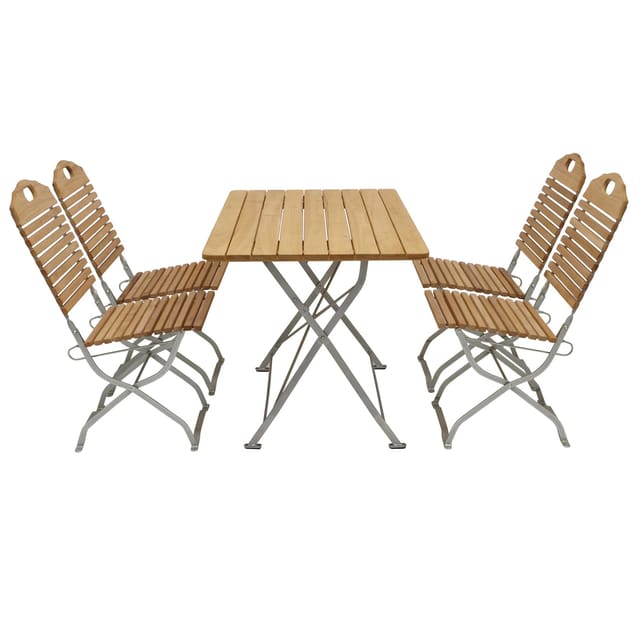 DEGAMO Kurgarten - Garnitur BAD TÖLZ 5-teilig (4x Stuhl, 1x Tisch 70x110cm), Flachstahl verzinkt + Robinie, klappbar