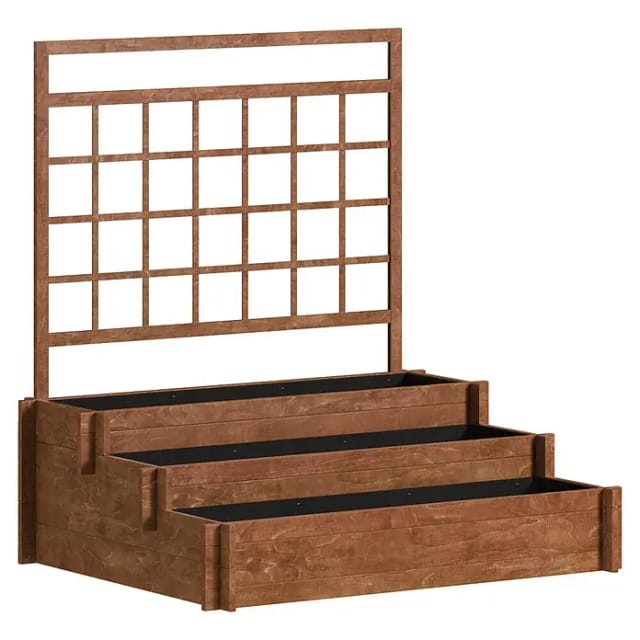 Dobar 58185FSC 3-Etagen-Hochbeet, 110x88x115 cm, inkl. Rankgitter