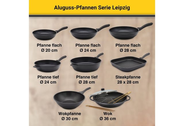Wok mit Zubehör und Glasdeckel