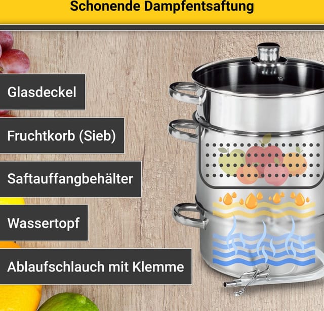 Frucht Entsafter Edelstahl 26 cm