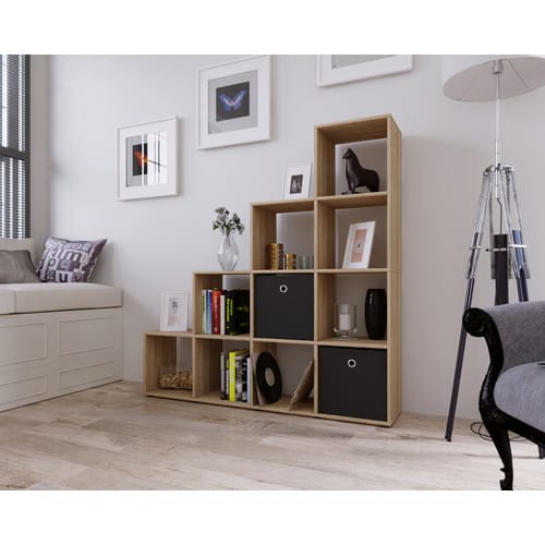 VCM Holzregal stehend platzsparendes Regal Maße: H. 139 x B. 143 x T. 29 cm Elegantes Regal stehend Aufbewahrungsregal Bücherregal Treppenregal - Napoli