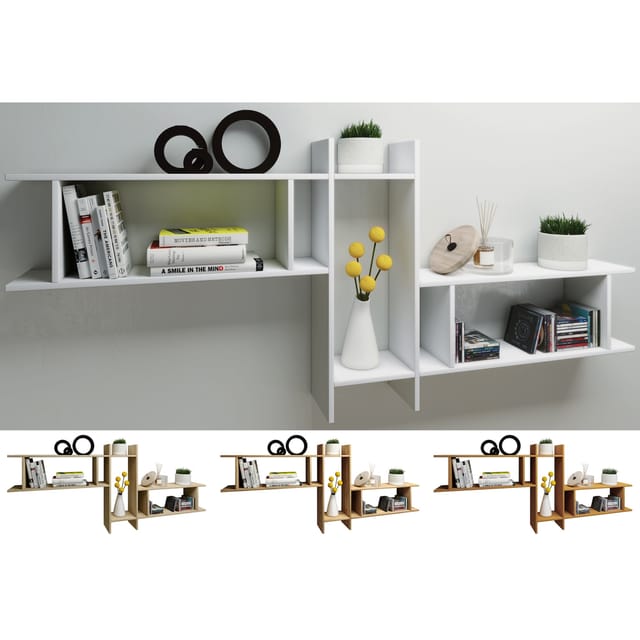 VCM Holzregal hängend platzsparendes Regal Maße: H. 80 x B. 188 x T. 20 cm Elegantes Regal hängend Aufbewahrungsregal Bücherregal Wandboard - Sirola Maxi