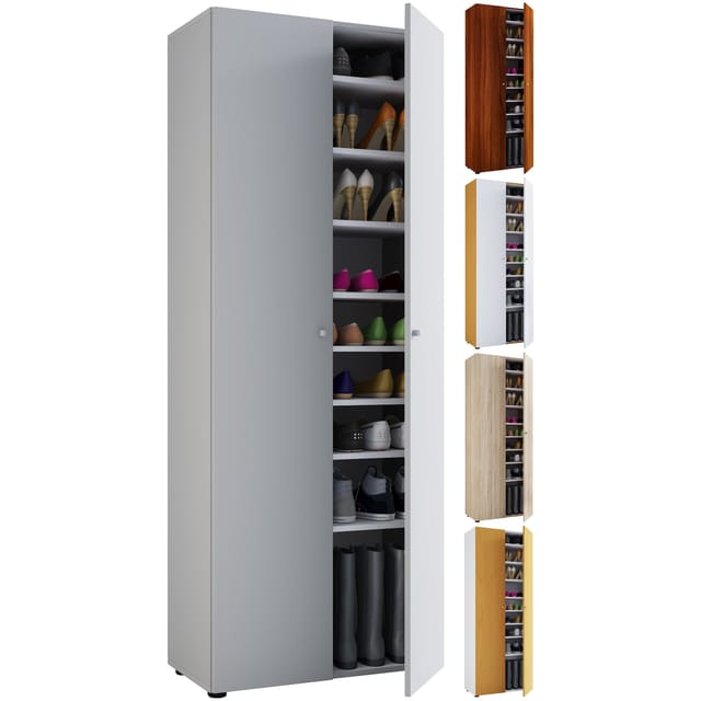 VCM Holz-Schuhschrank Maße: B. 70 x H. 178 x T. 40 cm Allzweckschrank 9 Fächer - Vandol