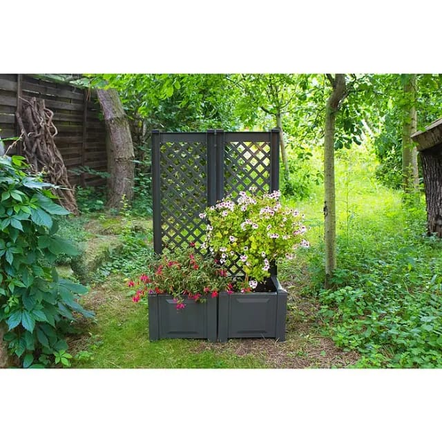 KHW Pflanzkasten mit Spalier 43 cm - 2er-Set, anthrazit