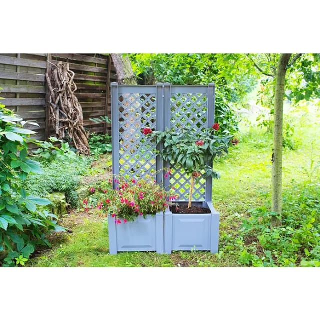 KHW Pflanzkasten mit Spalier 43 cm - 2er-Set, grau