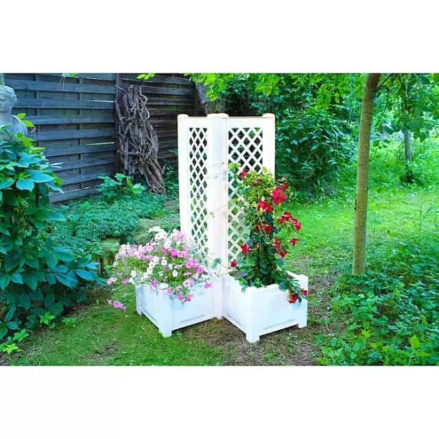 KHW Pflanzkasten mit Spalier 43 cm - 2er-Set, weiß