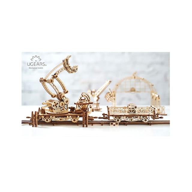 UGEARS Modellbausatz Schienen-Drehkran, Serie "Mechanische Stadt