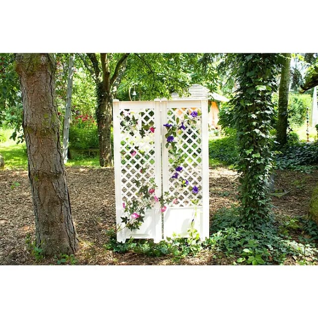 KHW Spalier mit Erdspieß 43 cm - 2er-Set, weiß