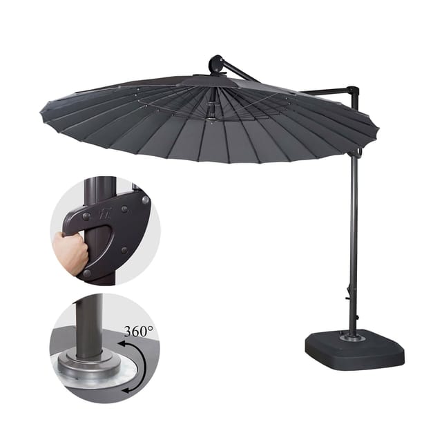 Ampelschirm MCW-A34, Sonnenschirm mit Ständer/Schutzhülle, drehbar rollbar Ø 2,8m Polyester Alu/Stahl 25kg ~ anthrazit