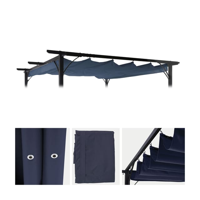Ersatzbezug 370x300cm für Dach Pergola Pavillon MCW-C42 3,5x3,5m ~ blau