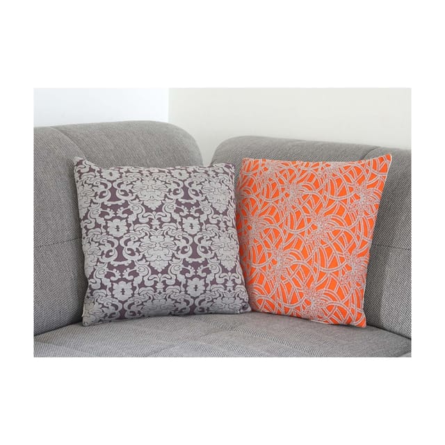 2er Set Zierkissen Barock + Blumen, Sofakissen Deko-Kissen mit Füllung 45x45cm