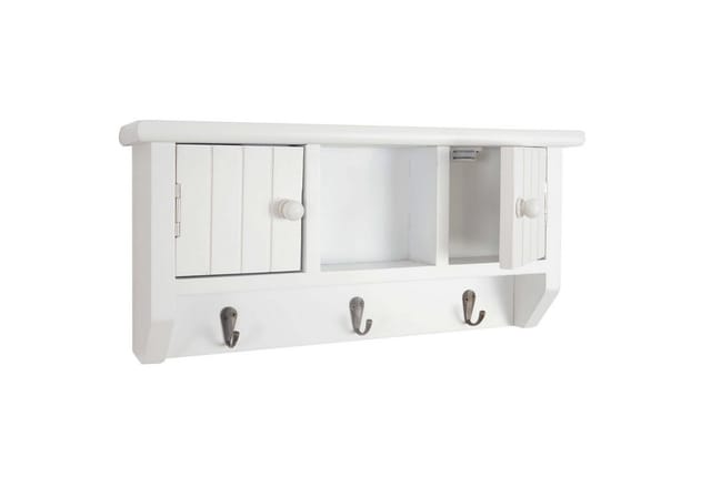 Schlüsselbrett MCW-A48, Schlüsselkasten Schlüsselboard mit Türen, Massiv-Holz MVG-zertifiziert ~ weiß