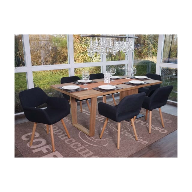 6er-Set Esszimmerstuhl MCW-A50 II, Stuhl Küchenstuhl, Retro 50er Jahre Design ~ Textil, schwarz-grau, helle Beine