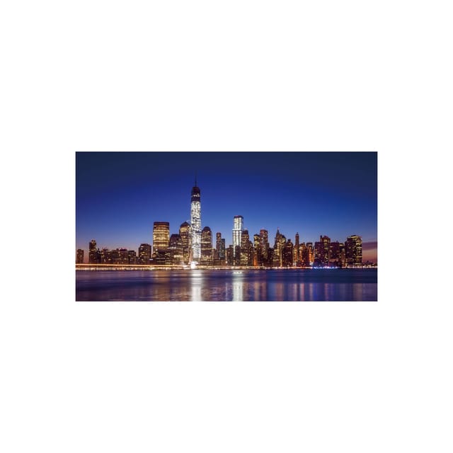 LED-Bild, Leinwandbild Wandbild Leuchtbild, Timer MVG-zertifiziert ~ 100x50cm One World Trade Center, flackernd