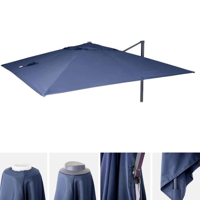 Ersatz-Bezug für Luxus-Ampelschirm MCW-A96, Sonnenschirmbezug Ersatzbezug, 3x4m (Ø5m) Polyester 3,5kg ~ blau
