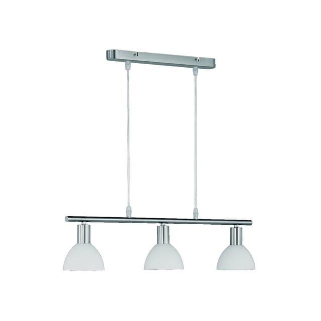 Reality Trio Pendelleuchte Hängelampe, 3-flammig, nickel matt, Glasschirm weiß