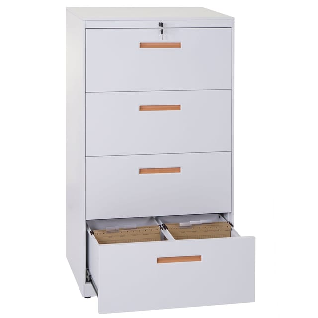 Hängeregisterschrank MCW-A10, Aktenschrank Büroschrank Stahlschrank, A4 abschließbar ~ 132x76x46cm weiß