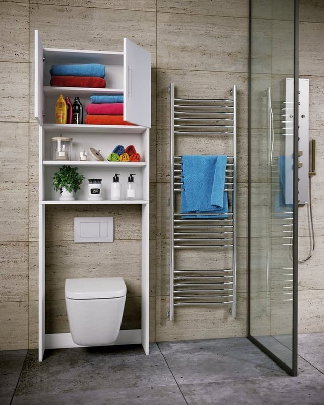 VCM Holz WC Toilette Regal Toilettenüberbau Überbauschrank Wandschrank Maße ca. B. 64 x H. 190 x T. 25 cm - Totas