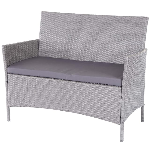 Poly-Rattan Gartenbank Hamar, Sitzbank Bank ~ grau, Kissen anthrazit
