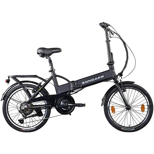 Zündapp Z101 20 Zoll Elektro Klapprad für Erwachsene 150 - 180 cm 6 Gang E Klappfahrrad E Bike Faltrad Pedelec StVZO silber