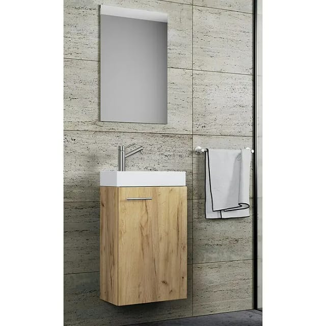 VCM 3-tlg Set Waschplatz für Gäste WC Gästebad Waschtisch Toilette Badmöbel Badezimmer Set - Slito SP