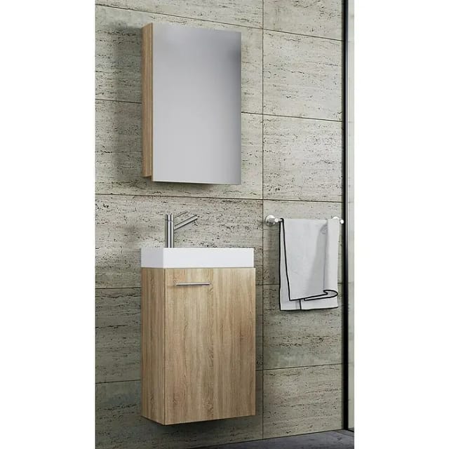 VCM 3-tlg Set Waschplatz für Gäste WC Gästebad Waschtisch Toilette Badmöbel Badezimmer Set - Slito SC