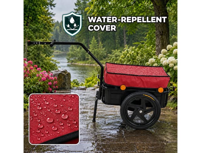 SAMAX Lastenanhänger / Fahrradanhänger für 60 Kg / 70 Liter mit Kupplung in Rot
