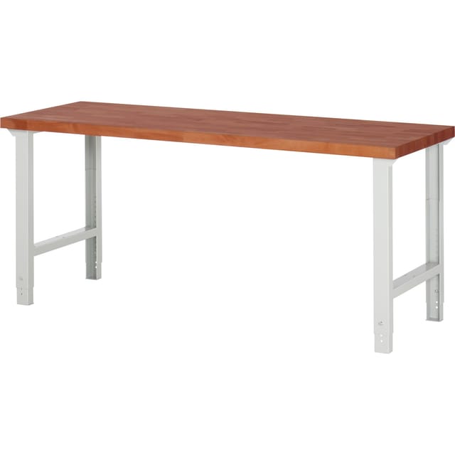 Rau Werkbank mit einstellbarer Arbeitshöhe und Buche-Massiv-Arbeitsplatte, ca. B 200 x H 79-114 x T 70 cm