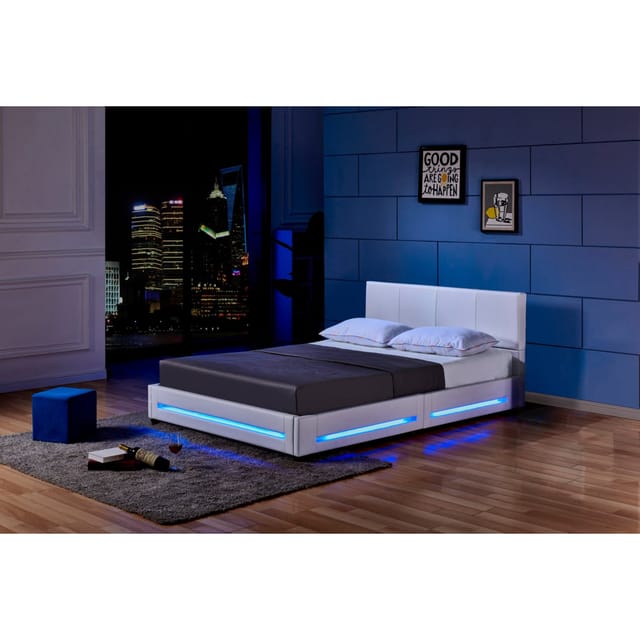 HOME DELUXE LED Bett Asteroid 140 x 200, Weiß