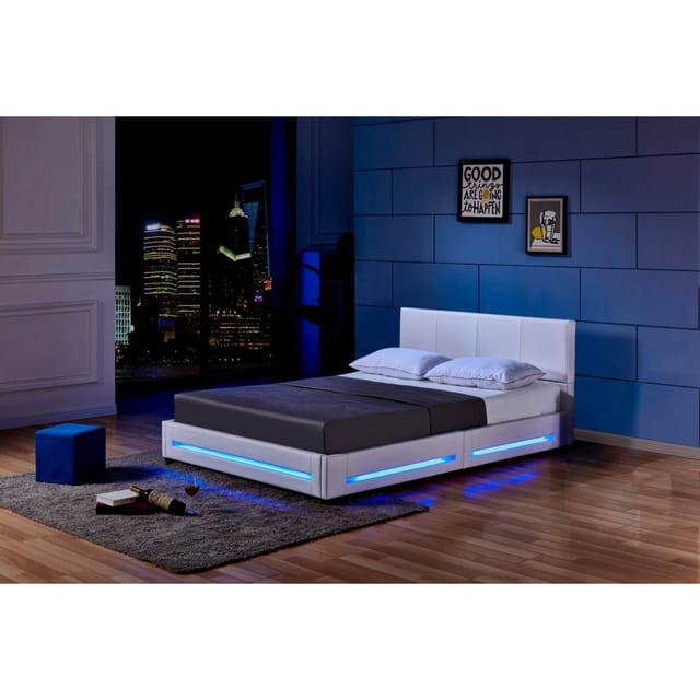 HOME DELUXE LED Bett Asteroid 160 x 200, Weiß
