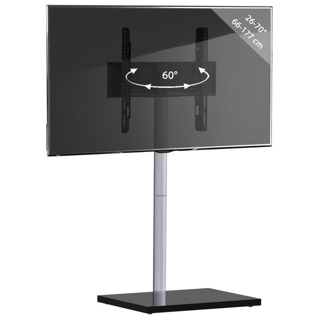 VCM TV Standfuß 26-70 Zoll VESA max. 400x400 bis 35 kg Fernseh Ständer schwenkbar aus Alu TV Bodenständer Maße ca. H. 100 x B. 60 x T. 45 cm Fernsehstand Nalano