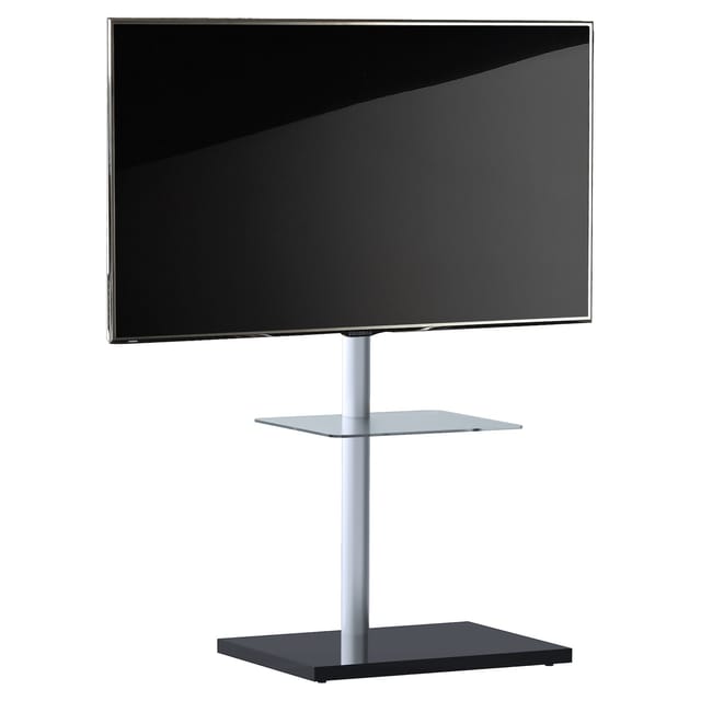 VCM TV Standfuß schwenkbar Aluminium Ständer für Fernseher 26-70 Zoll Maße ca. H. 100 x B. 60 x T. 45 cm bis VESA 400x400 TV Möbel Nalano mit Fachboden