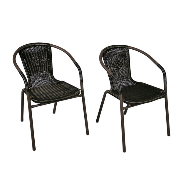 VCM 4er Set Bistrostuhl dunkelbraun Stapelstuhl Maße H. 73 x B. 53 x T. 60 cm Füße mit Gumminoppen Rattanstuhl Poly-Rattan