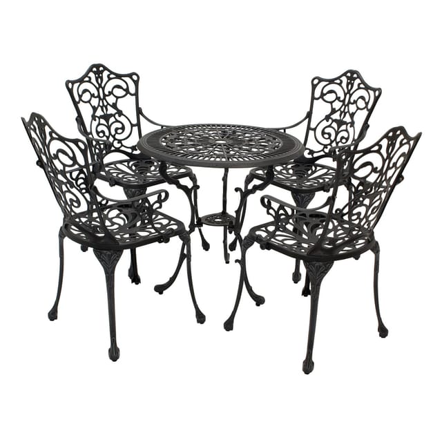 DEGAMO Bistroset Jugendstil 5-teilig, Aluguss grau antik