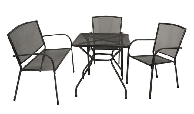 DEGAMO Garnitur CLASSIC 4-teilig, Streckmetall anthrazit (Tisch 70x70cm)