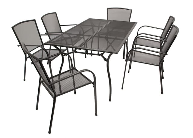 DEGAMO Garnitur CLASSIC 7-teilig, Streckmetall anthrazit (Tisch 90x150cm)
