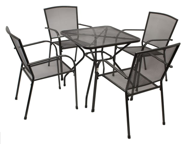 DEGAMO Garnitur CLASSIC 5-teilig, Streckmetall anthrazit (Tisch 70x70cm)