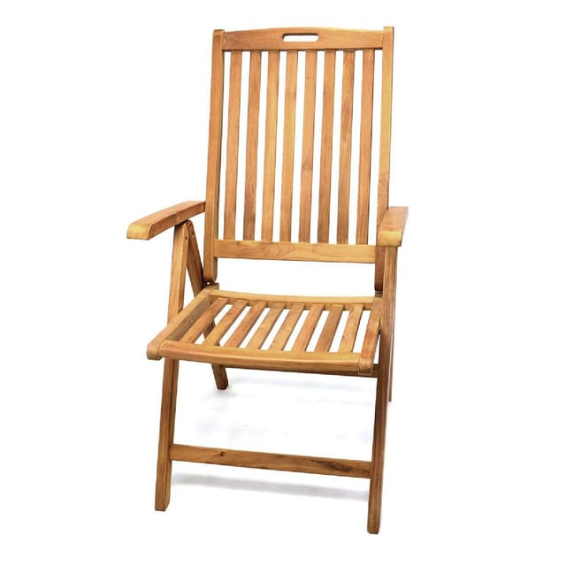 VCM Hochlehner Klappstuhl Gartenstuhl 5-fach verstellbar Teak Holz behandelt Maße , H. 110 cm x B. 56 cm x T. 75 cm