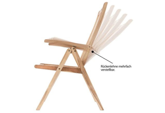 VCM Gartenstuhl Hochlehner Klappstuhl Holz Teak Outdoor Maße .110 x 56 x 75 cm