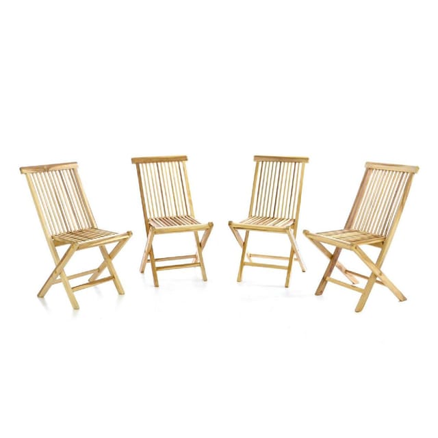 VCM 4er Set Gartenstuhl Teak Holz unbehandelt klappbar Maße B. 46x H. 89x T. 62cm