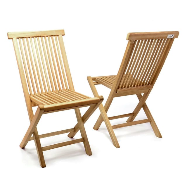VCM 2er Set Gartenstuhl Teak Holz behandelt klappbar Holzstuhl Balkonstuhl Maße B. 46 x H. 89 x T. 62cm