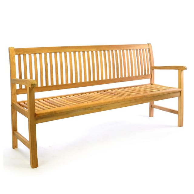 VCM 4-Sitzer Gartenbank Parkbank hochwertig Teak Holz natur Landhausstile braun Maße L. 180 x B. 60 x H. 90 cm