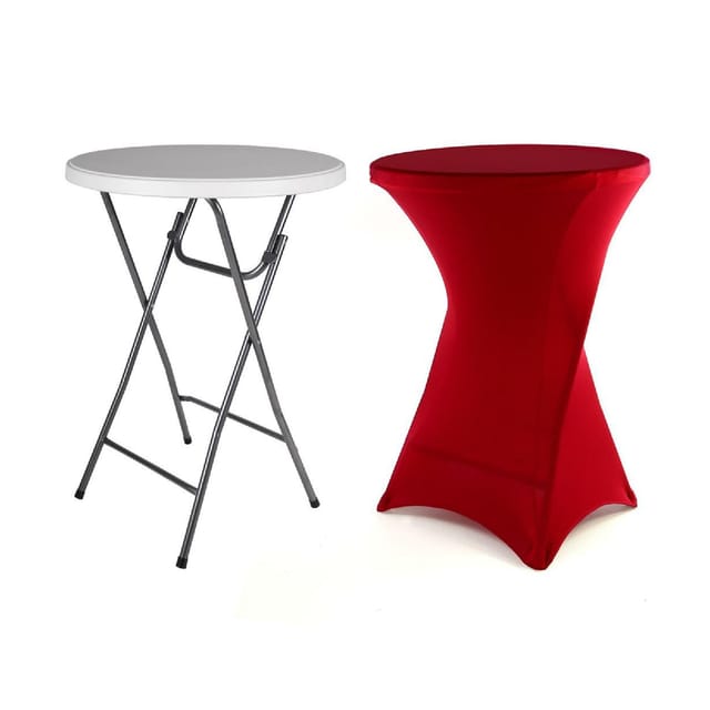 VCM Klapptisch Partytisch mit Husse Tisch rund Gartentisch klappbar Bartisch 110 cm rund