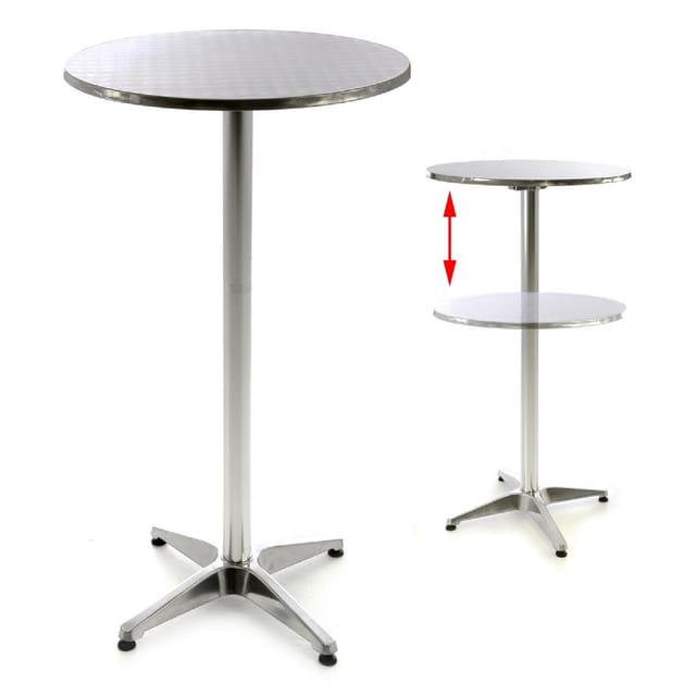 VCM Stehtisch Bistrotisch Edelstahl Aluminium Ø 60cm x H110/70 cm